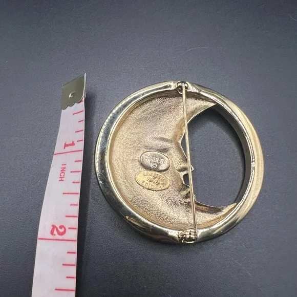 Rare Limited Edition Carolee Gold and Silver Tone Crystal Moon Brooch - Picture 4 of 4